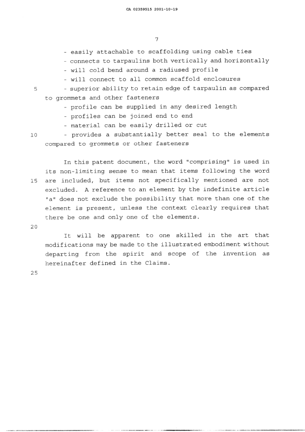 Document de brevet canadien 2359515. Description 20011019. Image 7 de 7