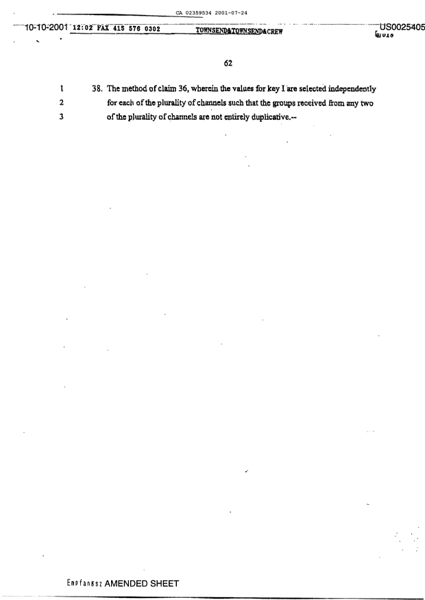Document de brevet canadien 2359534. Poursuite-Amendment 20010724. Image 14 de 14