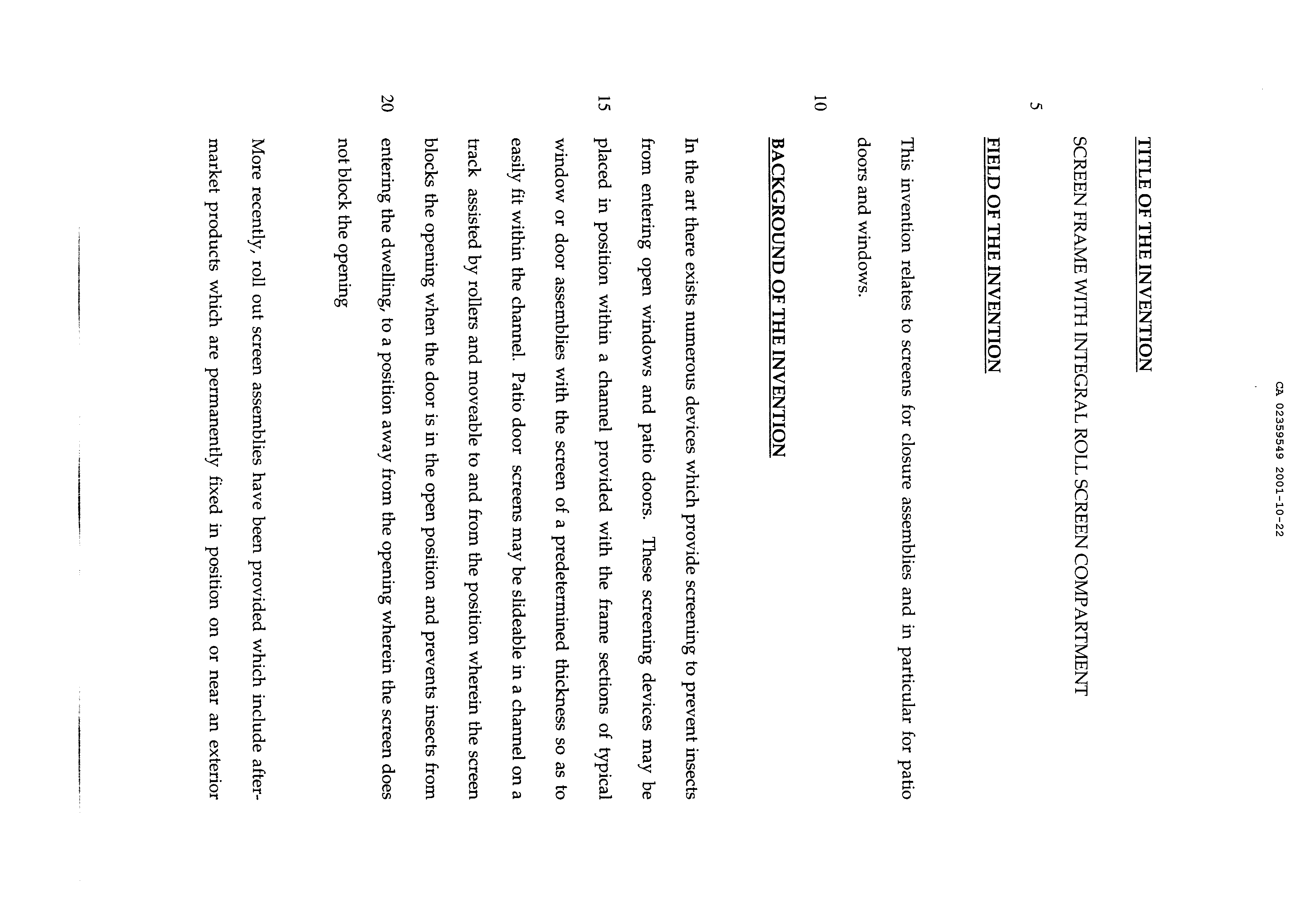 Canadian Patent Document 2359549. Description 20011022. Image 1 of 25