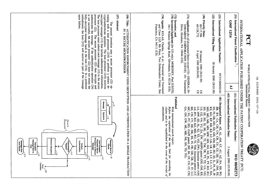 Document de brevet canadien 2359685. Abrégé 20010724. Image 1 de 1
