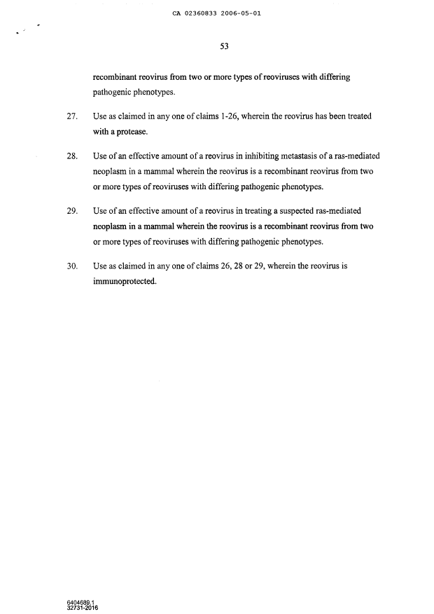 Document de brevet canadien 2360833. Poursuite-Amendment 20060501. Image 10 de 10
