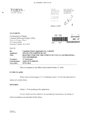 Document de brevet canadien 2360833. Poursuite-Amendment 20070305. Image 1 de 6