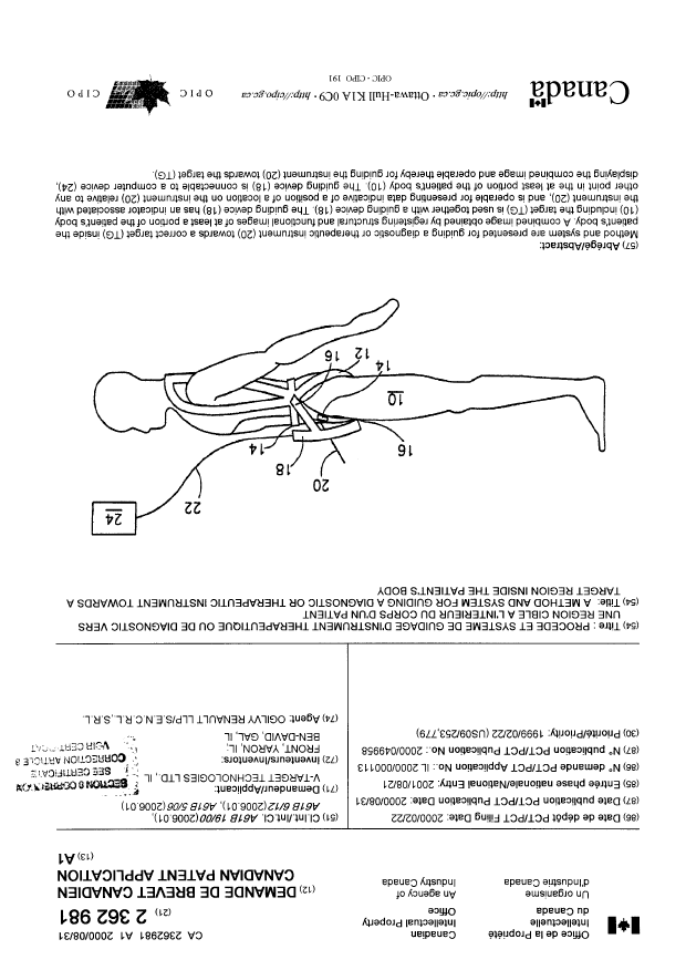 Document de brevet canadien 2362981. Page couverture 20071224. Image 1 de 2