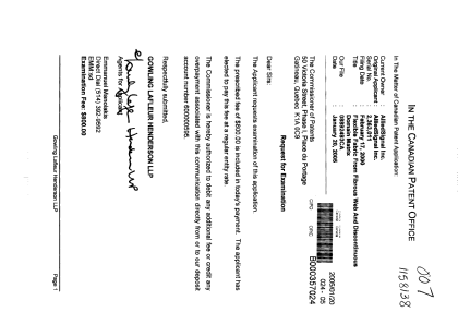 Canadian Patent Document 2363011. Prosecution-Amendment 20050120. Image 1 of 1