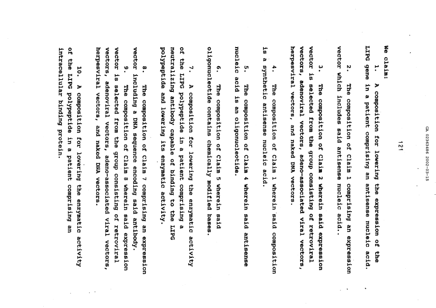 Document de brevet canadien 2363486. Revendications 20020315. Image 1 de 8