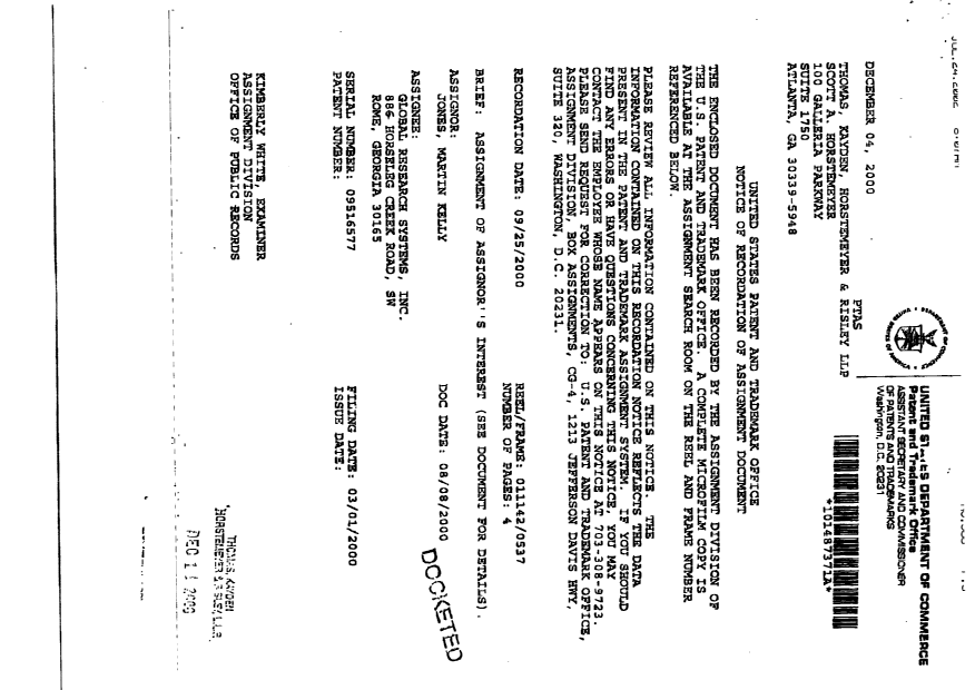 Canadian Patent Document 2363556. Assignment 20020730. Image 2 of 6