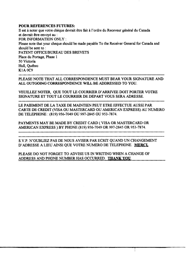 Document de brevet canadien 2363717. Correspondance 20030113. Image 2 de 4