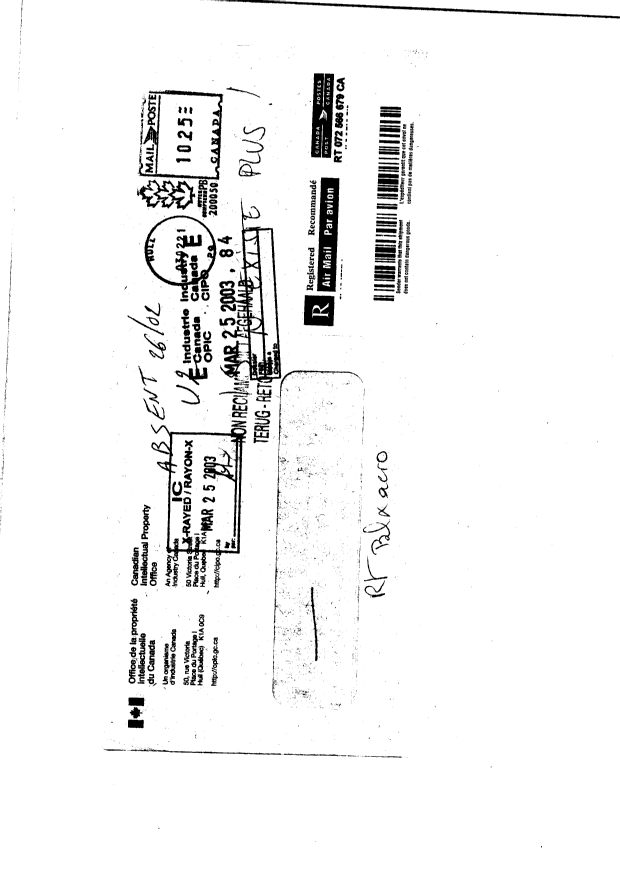 Document de brevet canadien 2363717. Correspondance 20030113. Image 2 de 3