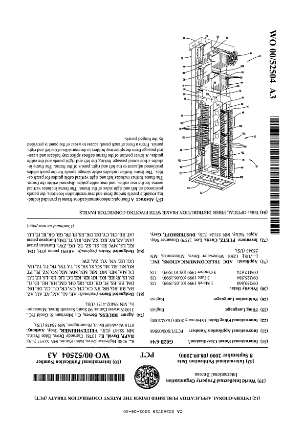 Document de brevet canadien 2363729. Abrégé 20010830. Image 1 de 2