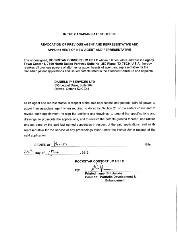 Document de brevet canadien 2364979. Correspondance 20130626. Image 2 de 3