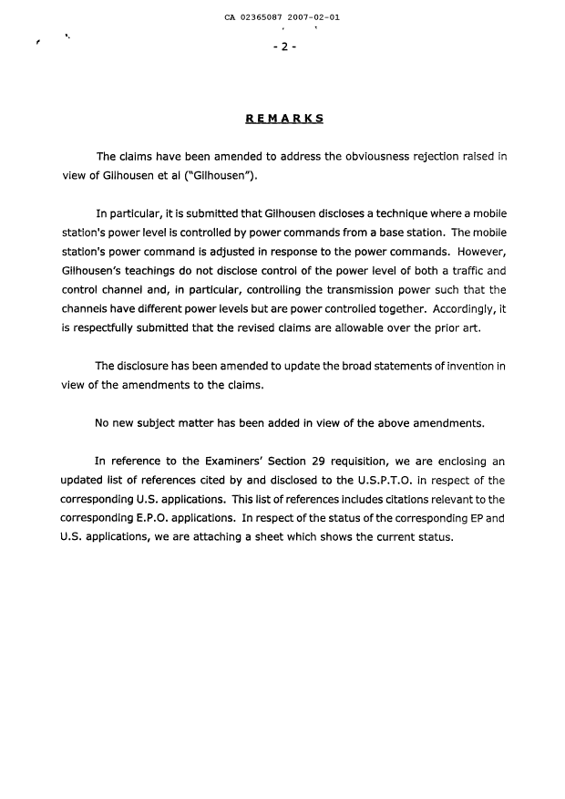Canadian Patent Document 2365087. Prosecution-Amendment 20070201. Image 2 of 9