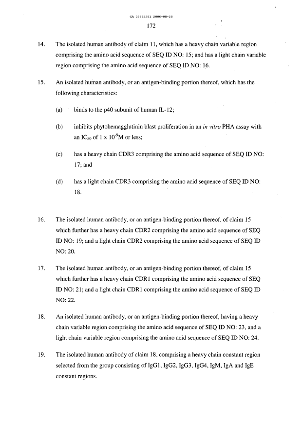Document de brevet canadien 2365281. Revendications 20051228. Image 3 de 21