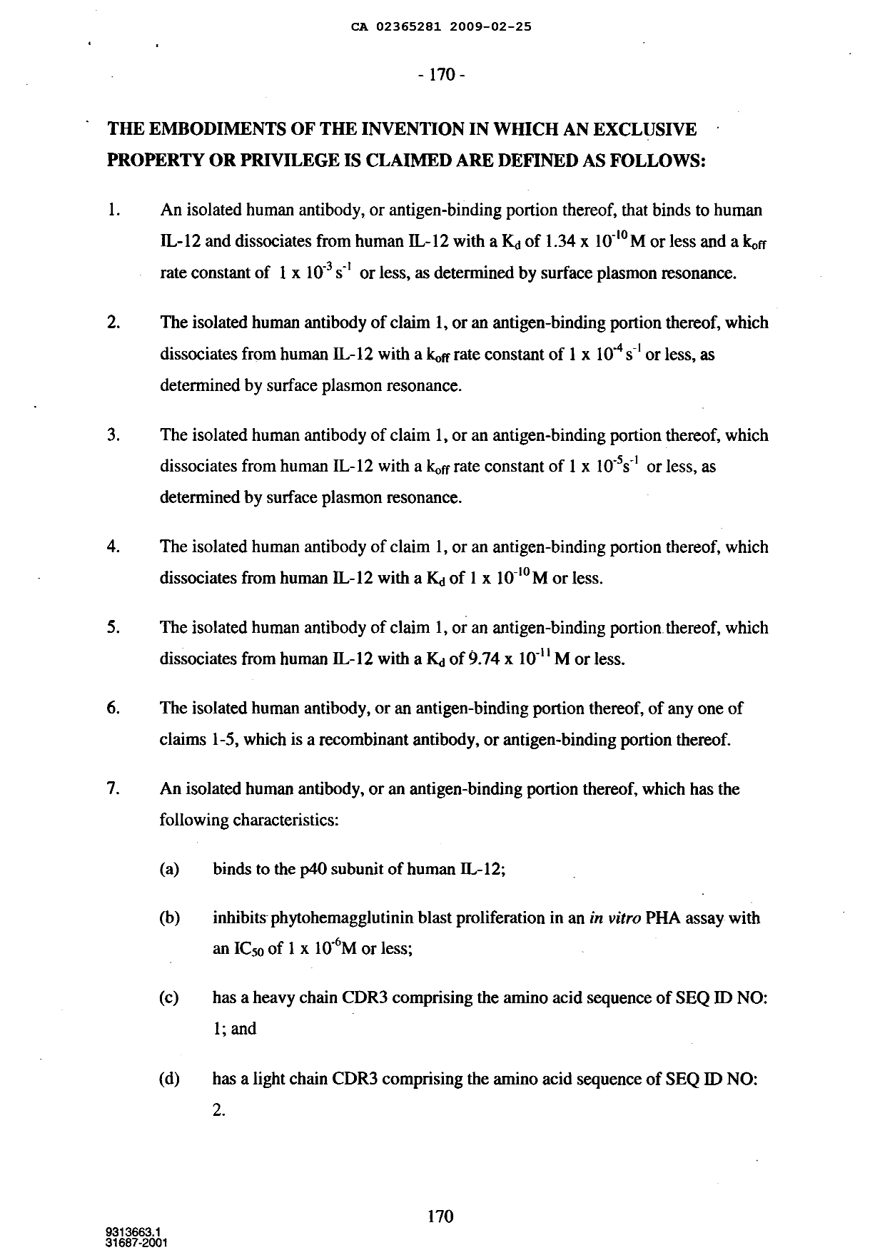 Document de brevet canadien 2365281. Revendications 20090225. Image 1 de 30