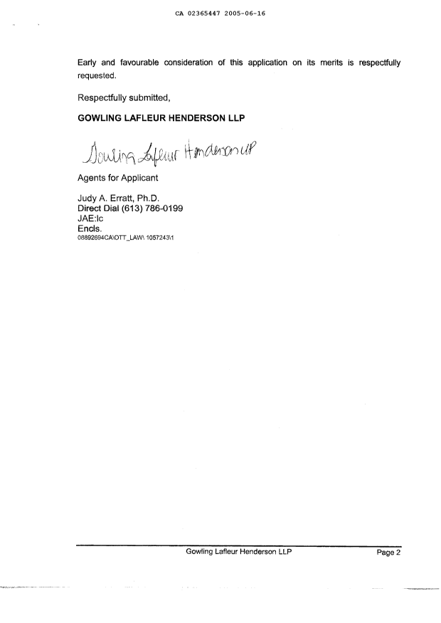 Document de brevet canadien 2365447. Poursuite-Amendment 20041216. Image 2 de 2