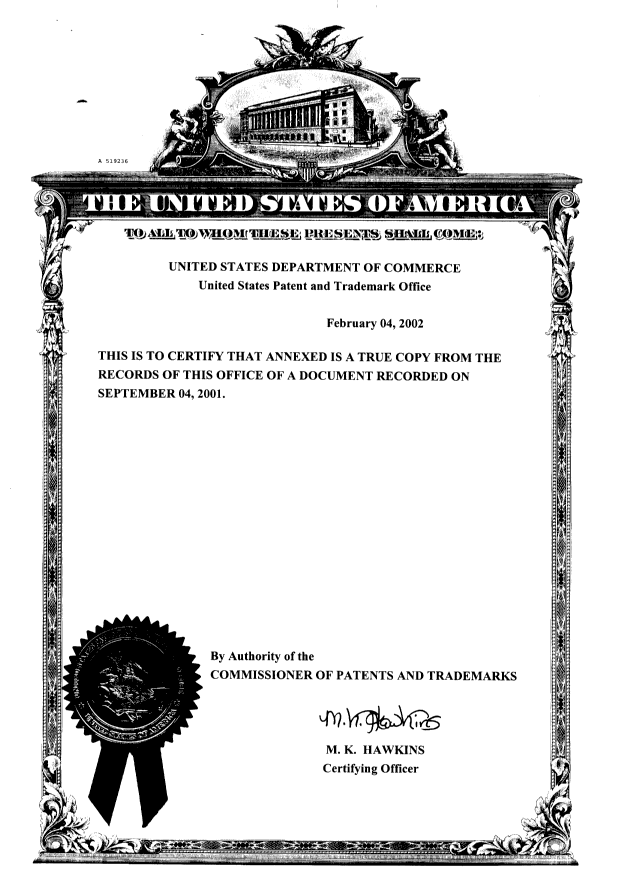 Document de brevet canadien 2366406. Cession 20020430. Image 2 de 5