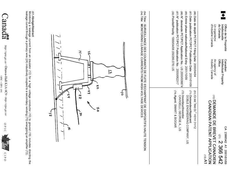Document de brevet canadien 2366542. Page couverture 20020212. Image 1 de 1