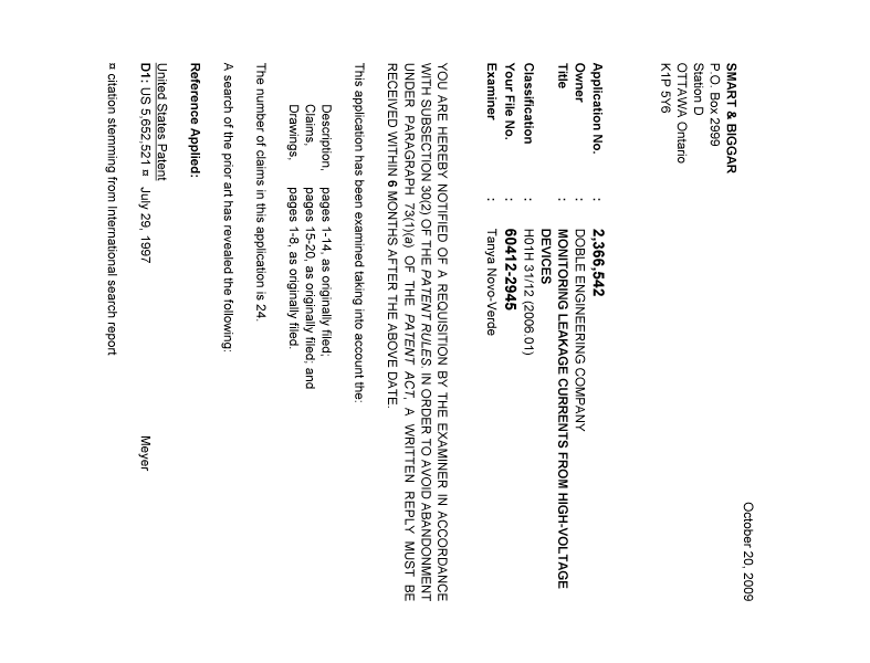 Document de brevet canadien 2366542. Poursuite-Amendment 20091020. Image 1 de 5