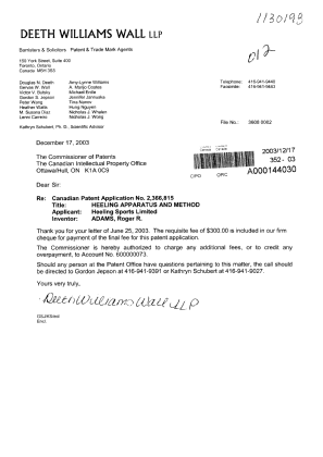 Document de brevet canadien 2366815. Correspondance 20031217. Image 1 de 1