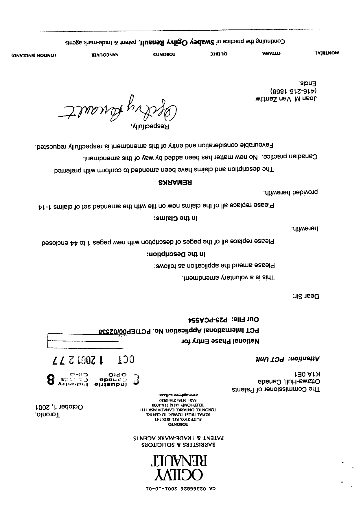 Document de brevet canadien 2366826. Poursuite-Amendment 20001201. Image 1 de 47
