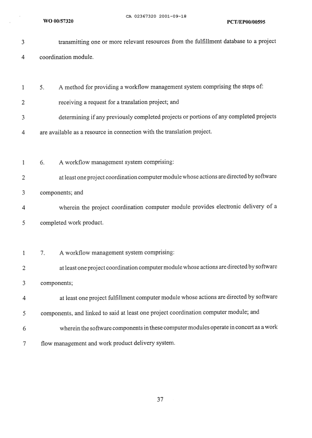 Document de brevet canadien 2367320. Revendications 20010918. Image 2 de 9