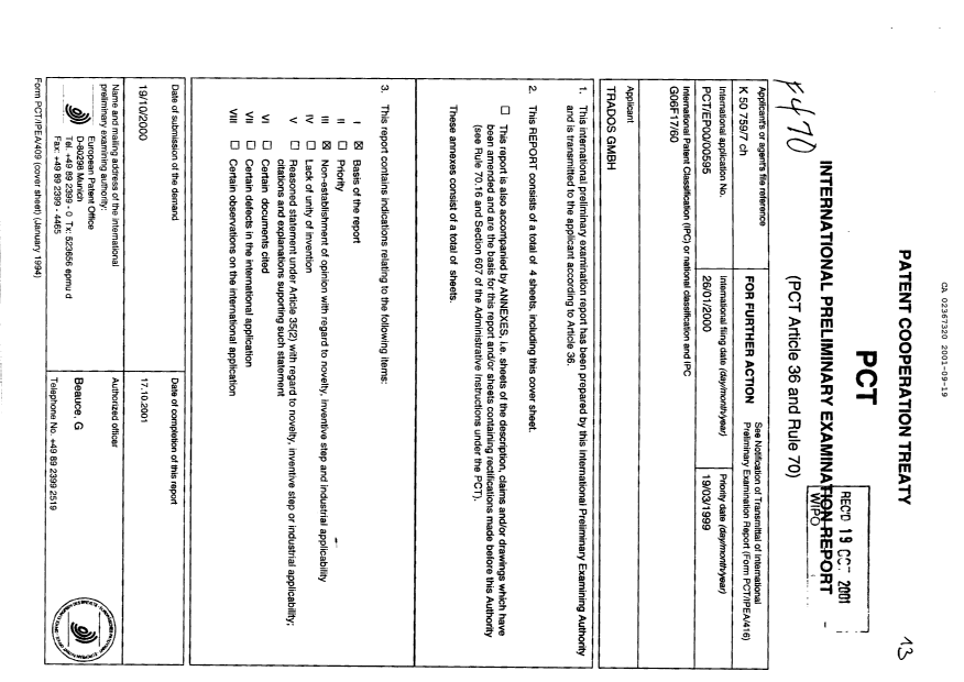 Document de brevet canadien 2367320. PCT 20010919. Image 1 de 4