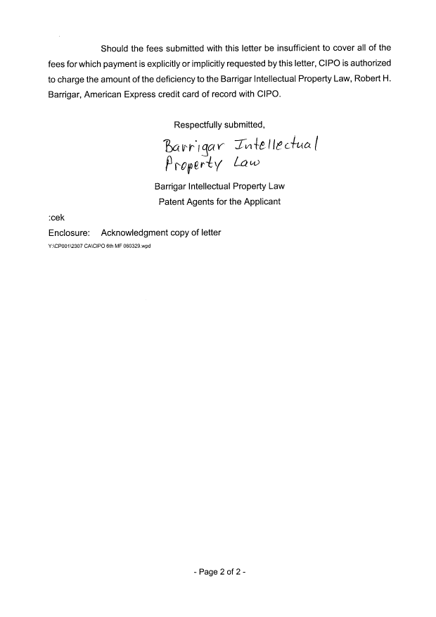 Document de brevet canadien 2367430. Taxes 20060405. Image 2 de 2
