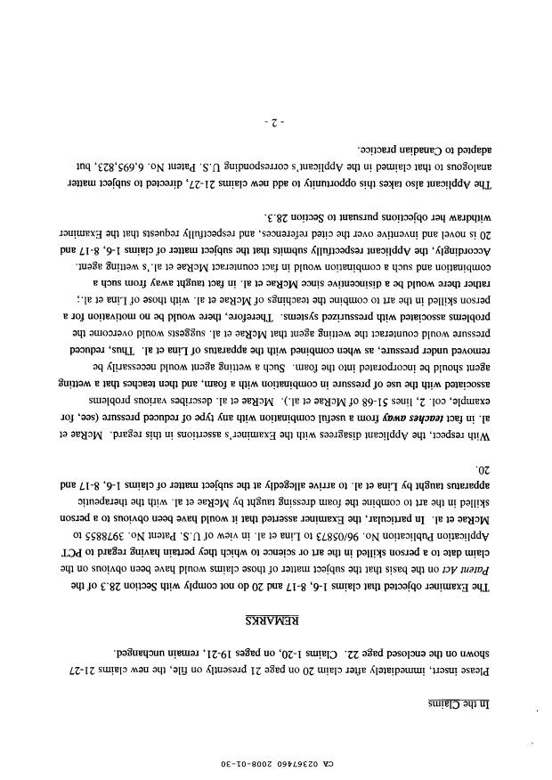 Canadian Patent Document 2367460. Prosecution-Amendment 20071230. Image 2 of 10