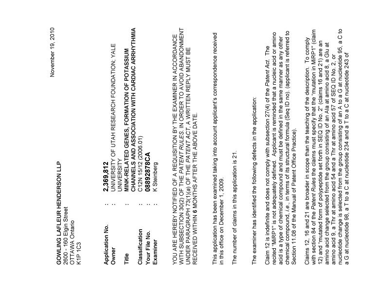 Document de brevet canadien 2369812. Poursuite-Amendment 20091219. Image 1 de 2