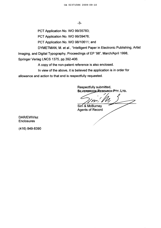 Canadian Patent Document 2371586. Prosecution-Amendment 20090910. Image 3 of 62
