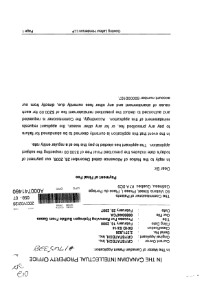 Canadian Patent Document 2371826. Correspondence 20061226. Image 1 of 2