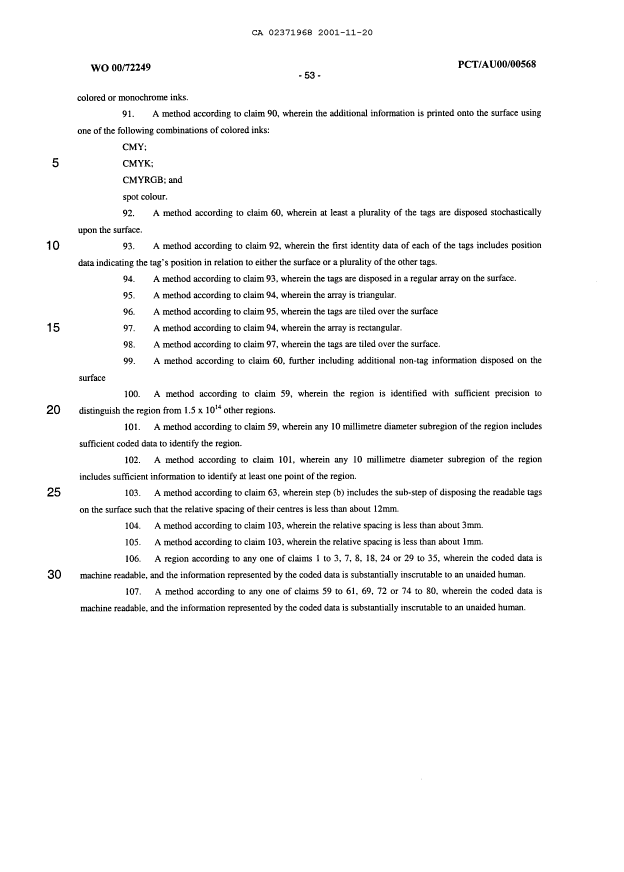 Document de brevet canadien 2371968. Revendications 20011120. Image 5 de 5