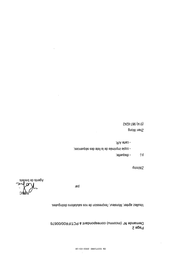 Canadian Patent Document 2371990. Prosecution-Amendment 20020318. Image 2 of 12