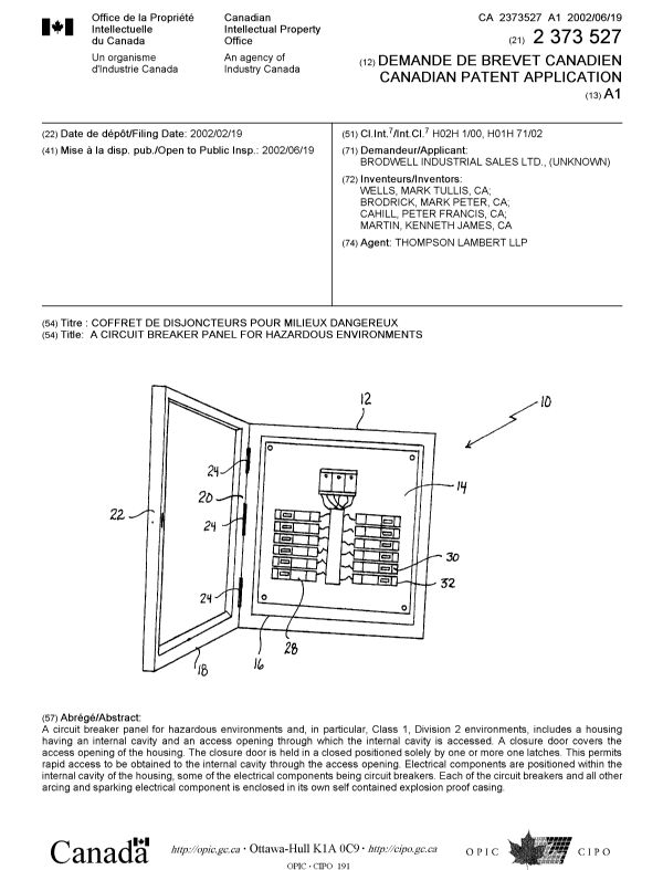 Document de brevet canadien 2373527. Page couverture 20020614. Image 1 de 1