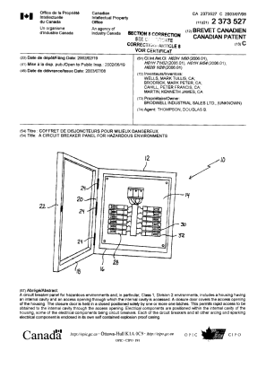 Document de brevet canadien 2373527. Page couverture 20080818. Image 1 de 2