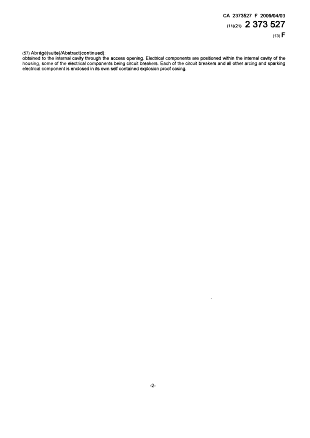 Document de brevet canadien 2373527. Page couverture 20090403. Image 2 de 3