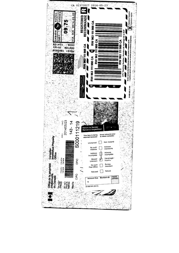 Document de brevet canadien 2373527. Correspondance 20140523. Image 2 de 2