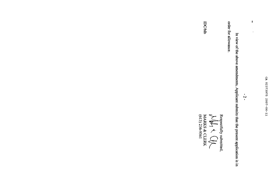 Canadian Patent Document 2373975. Prosecution-Amendment 20070611. Image 2 of 4