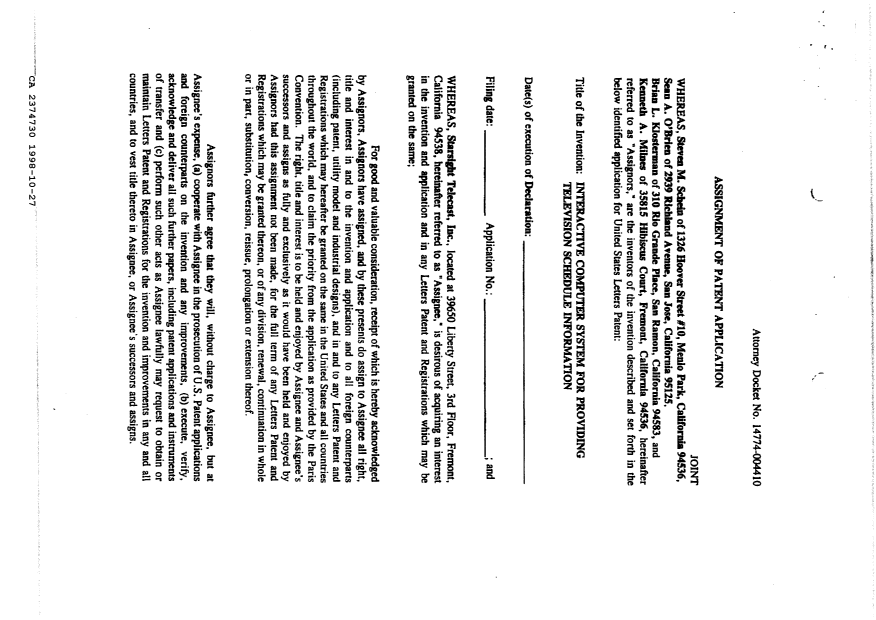 Document de brevet canadien 2374730. Cession 19971227. Image 5 de 6