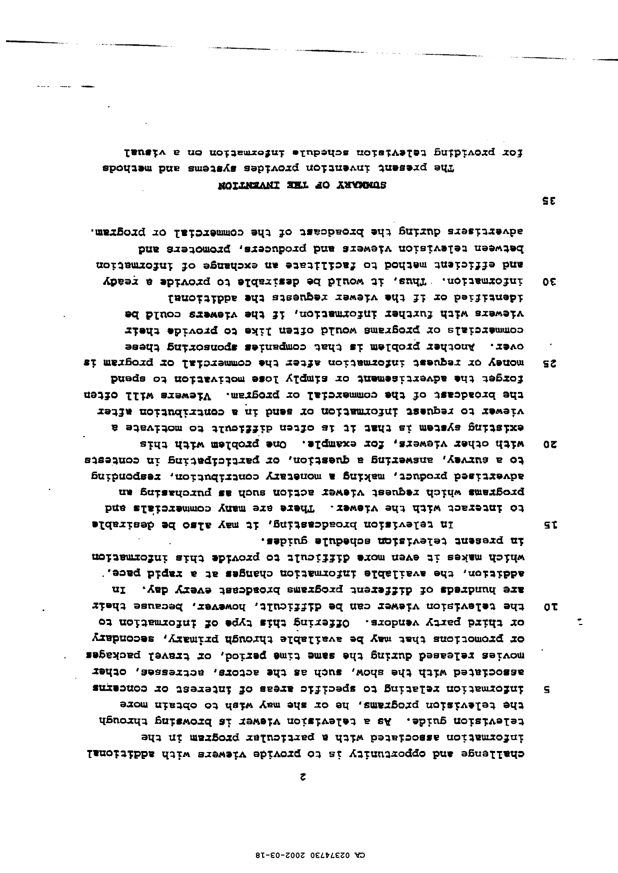 Document de brevet canadien 2374730. Description 20011218. Image 2 de 43