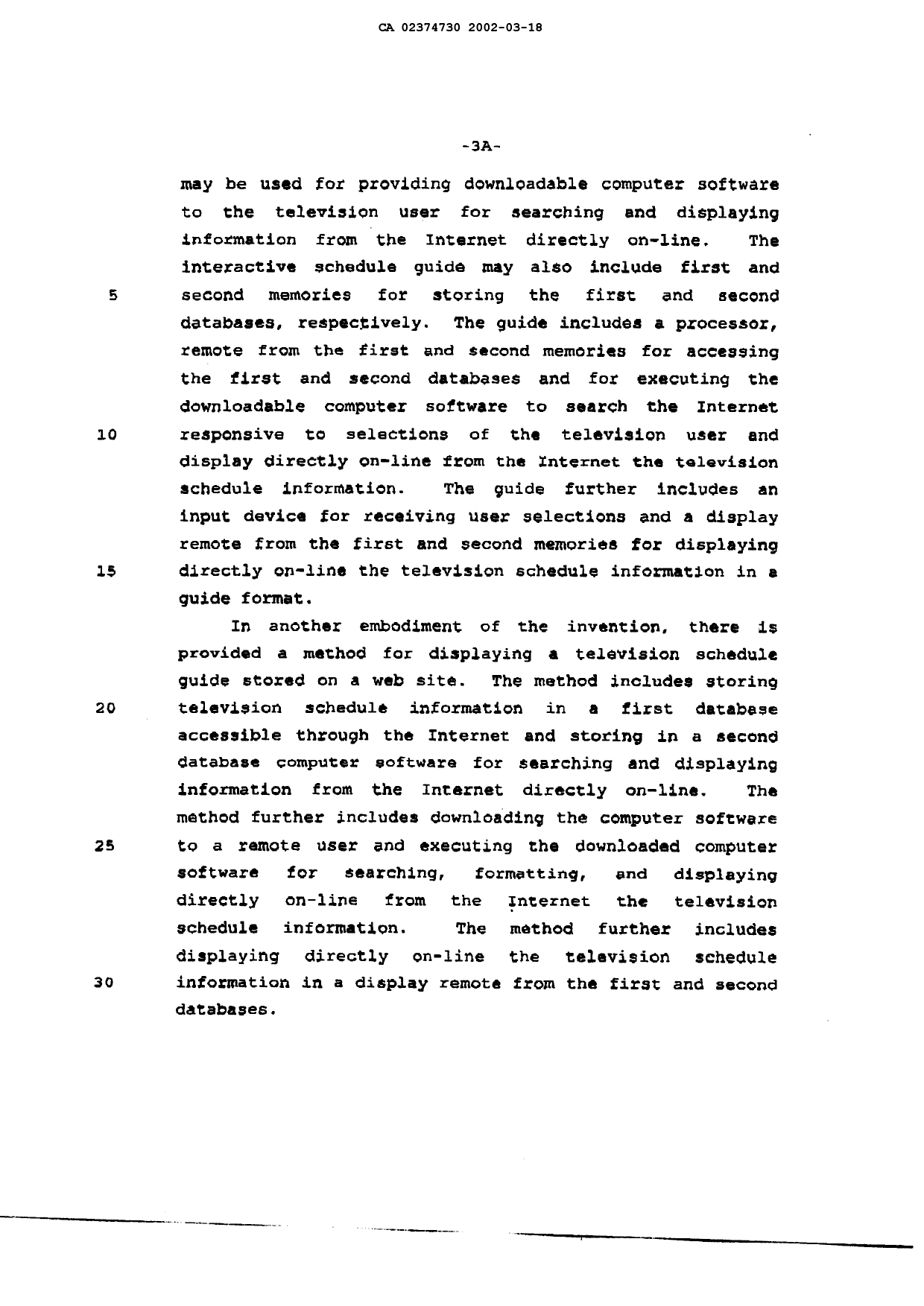 Document de brevet canadien 2374730. Description 20011218. Image 4 de 43