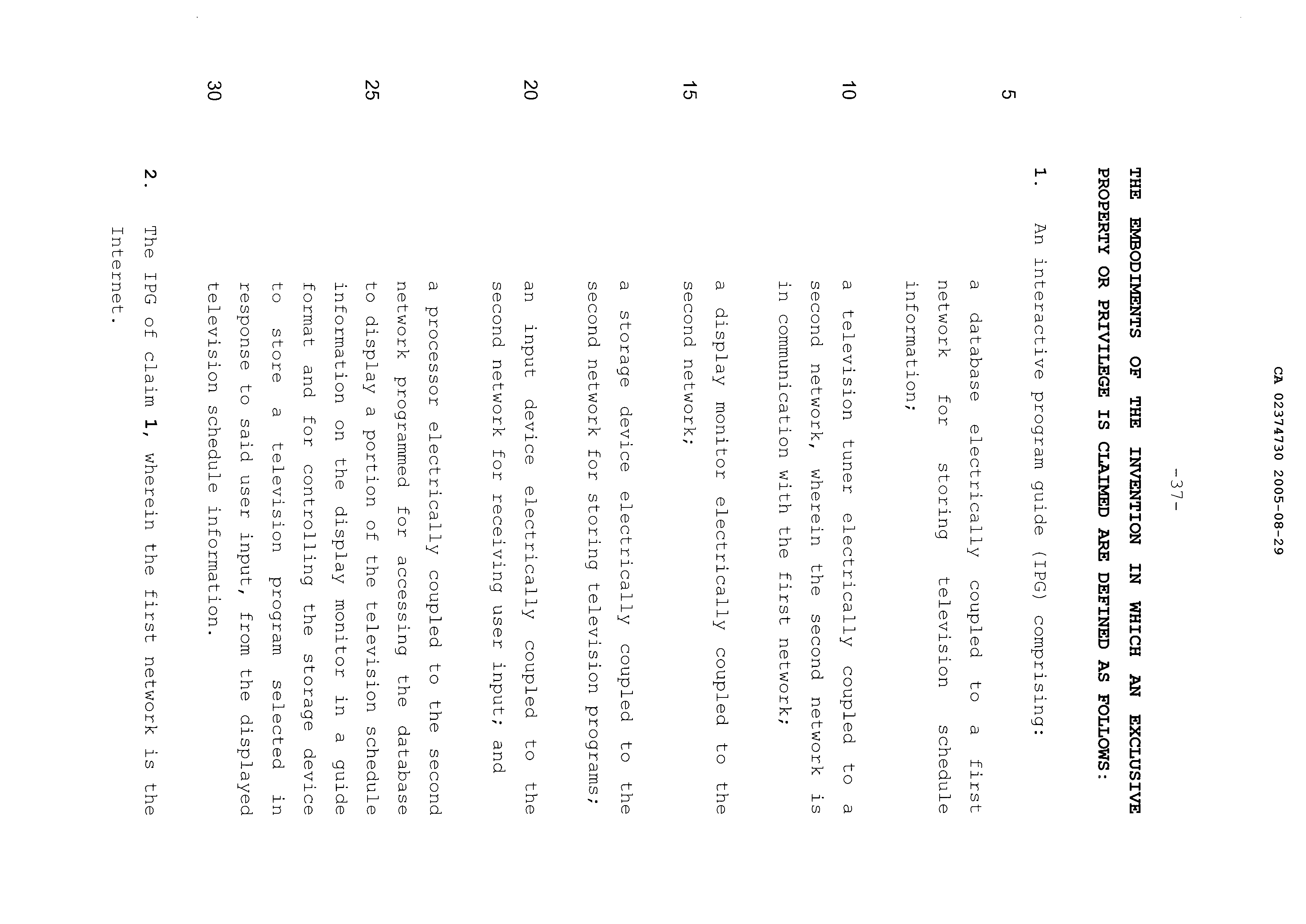 Document de brevet canadien 2374730. Revendications 20041229. Image 1 de 12