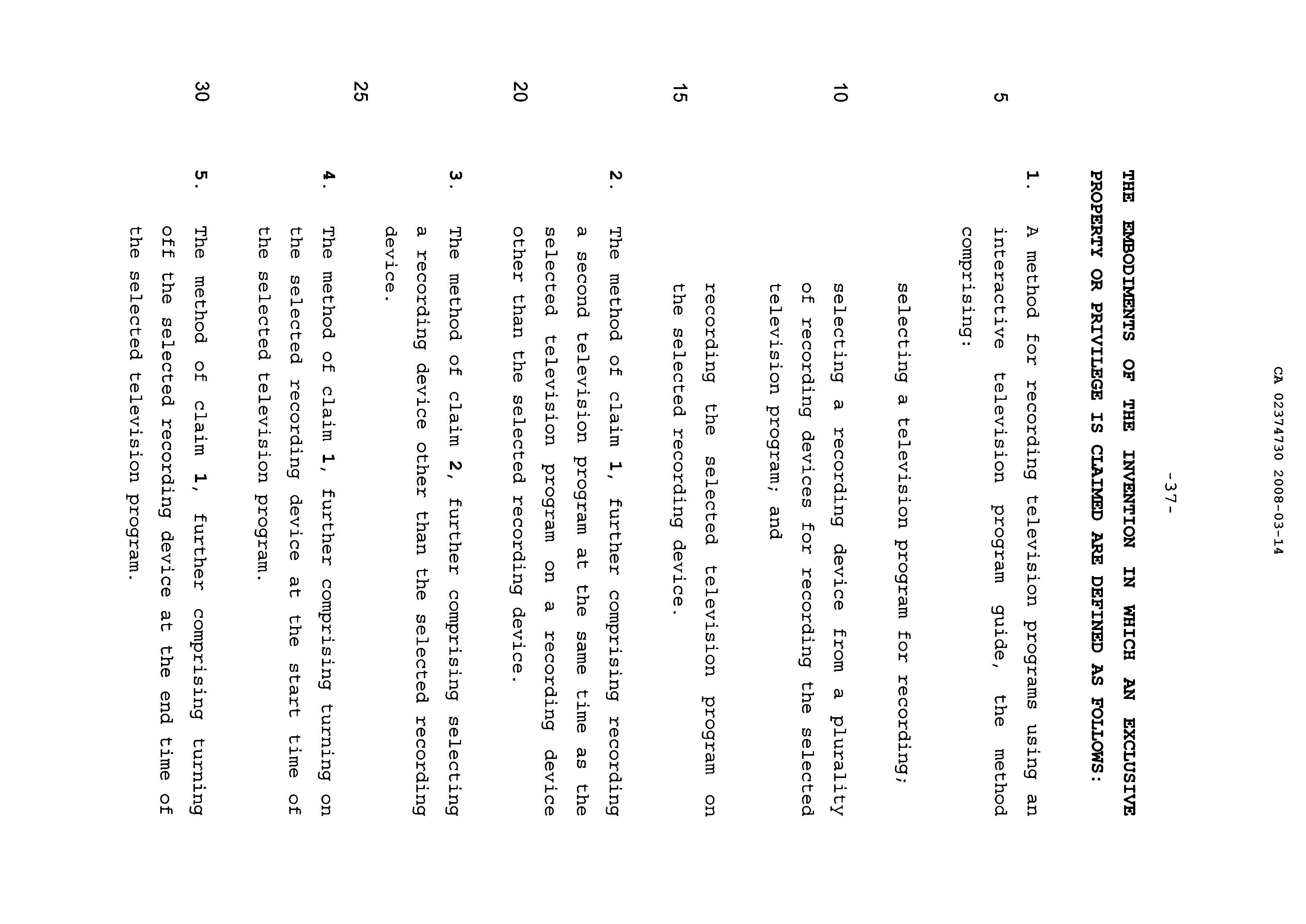 Canadian Patent Document 2374730. Claims 20071214. Image 1 of 4