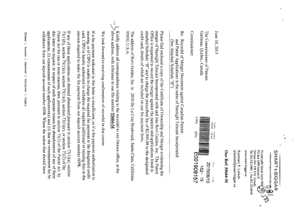 Document de brevet canadien 2374730. Cession 20141210. Image 1 de 9