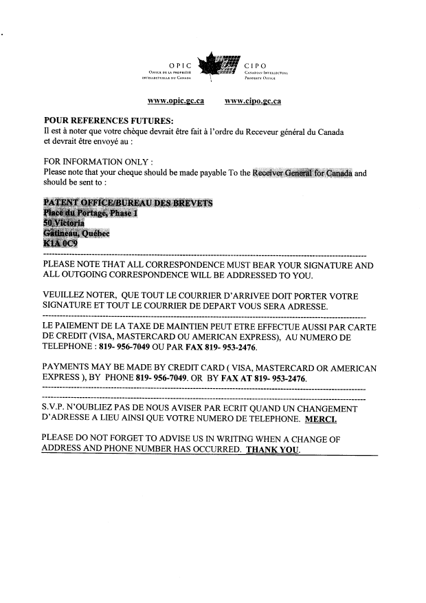 Document de brevet canadien 2375668. Correspondance 20100216. Image 2 de 3