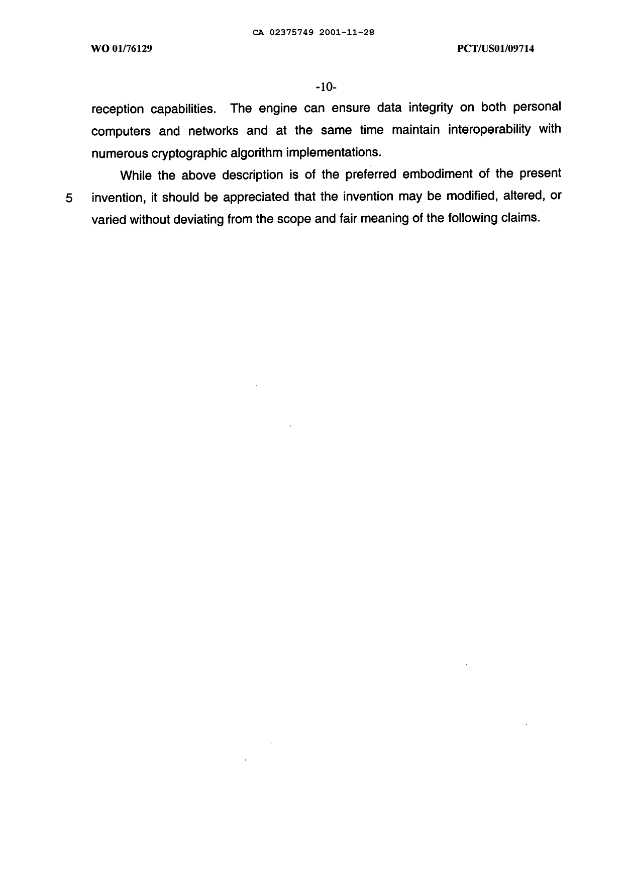 Canadian Patent Document 2375749. Description 20011128. Image 10 of 10