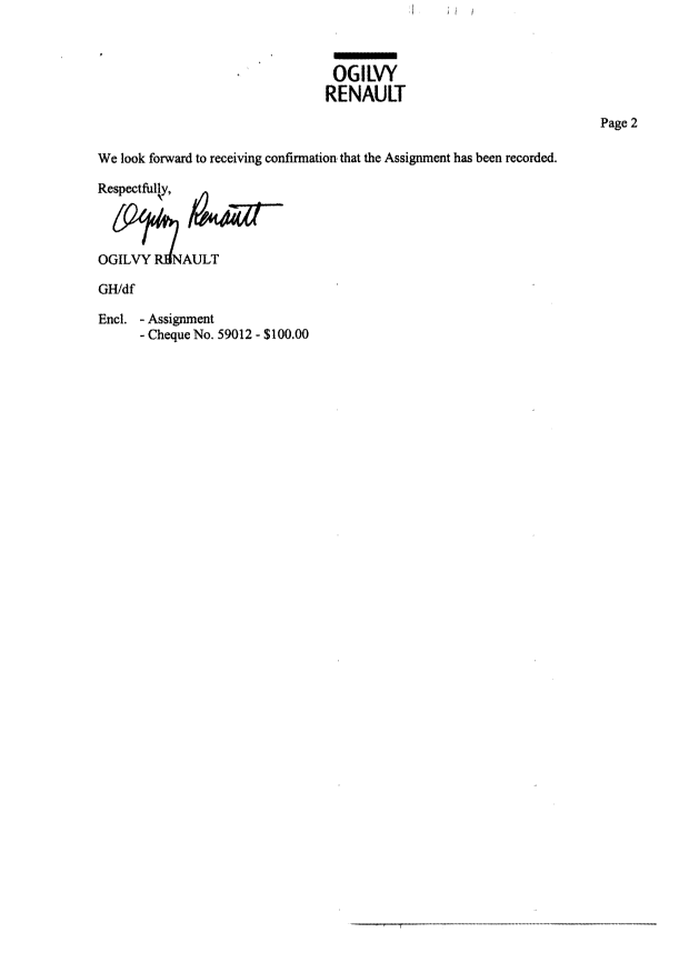 Document de brevet canadien 2375989. Cession 20021001. Image 2 de 3