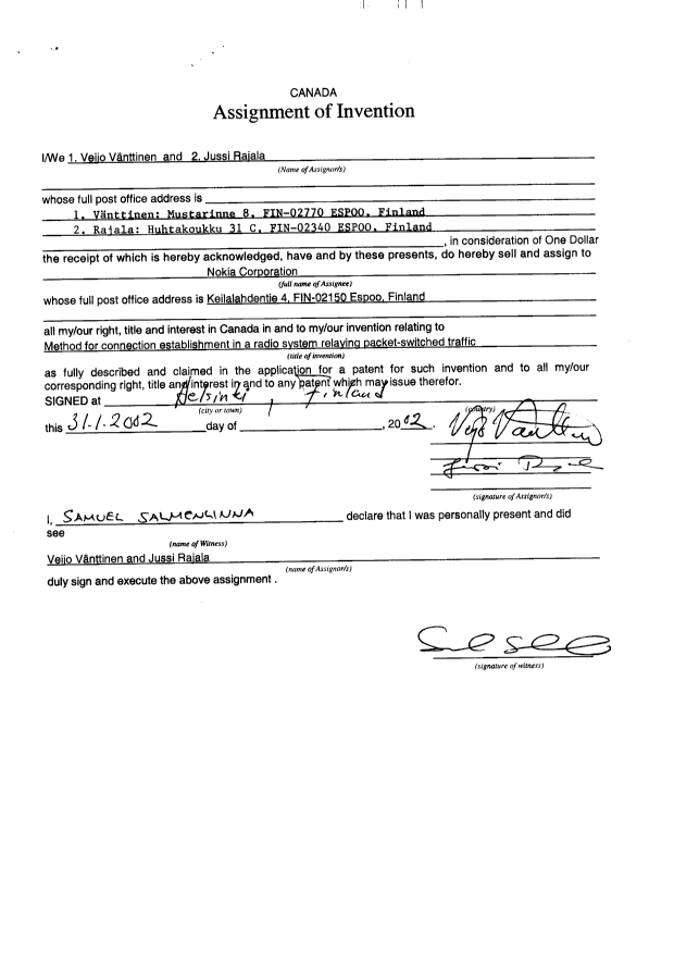 Document de brevet canadien 2375989. Cession 20021001. Image 3 de 3