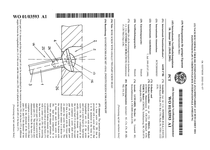Document de brevet canadien 2376030. Abrégé 20020107. Image 1 de 1