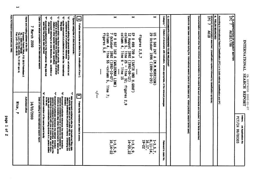Document de brevet canadien 2376030. PCT 20020107. Image 1 de 7