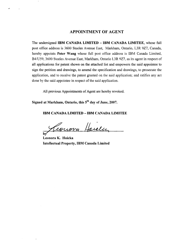Document de brevet canadien 2376327. Correspondance 20070607. Image 2 de 3